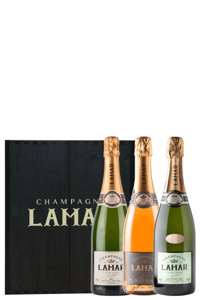 1 Louis Lamar Brut + 1 Louis Lamar Ros+® + 1 Louis Lamar Blanc De Blancs 2012 (Cassetta in Legno)