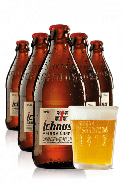 Ichnusa Ambra Limpida da 24 x 30cl + OMAGGIO 6 bicchieri