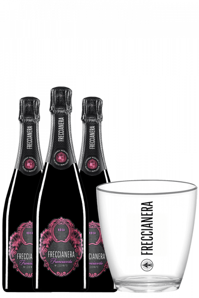 3 Bottiglie Franciacorta DOCG Freccianera Rosa 2019 Fratelli Berlucchi + OMAGGIO glacette Bernabei & Freccianera