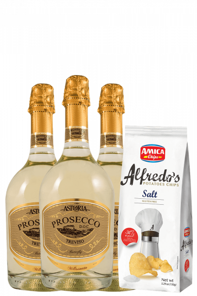 3 Prosecco DOC Treviso Butterfly 2022 Astoria + Amica Chips Sale Marino Alfredo's 3 x 150gr