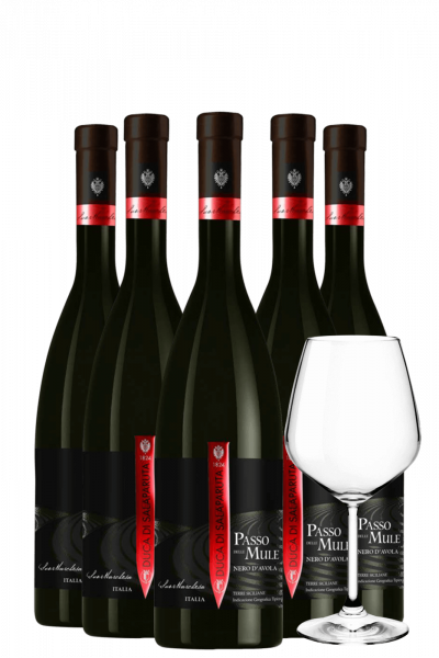 6 Bottiglie Nero D'Avola Passo Delle Mule 2021 Duca Di Salaparuta + OMAGGIO 6 calici Duca Di Salaparuta