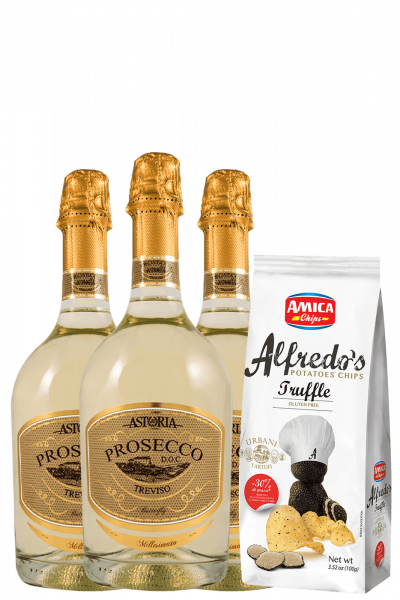 3 Prosecco DOC Treviso Butterfly 2022 Astoria + Amica Chips Tartufo Alfredo's 3 x 100gr