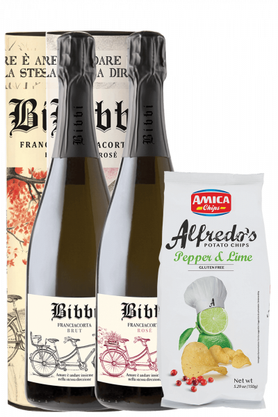 Franciacorta Bibbi Brut 2019 (Ast.) + Rosé 2017 (Ast.) + Amica Chips Pepper & Lime Alfredo's 3 x 150gr